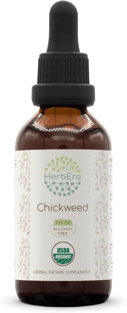 Chickweed B60 USDA Organic Tincture | Alcohol-Free Extract, High-Potency Herbal Drops | Certified Organic Chickweed (Stellaria Media) Dried Herb (2 oz)