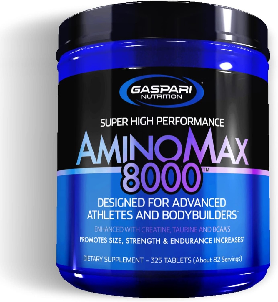 Gaspari Nutrition AminoMax 8000: Advanced Amino Acids for Muscle Recovery, Growth and Endurance - Creatine, Leucine, Taurine, and BCAAs, 325 Tablets