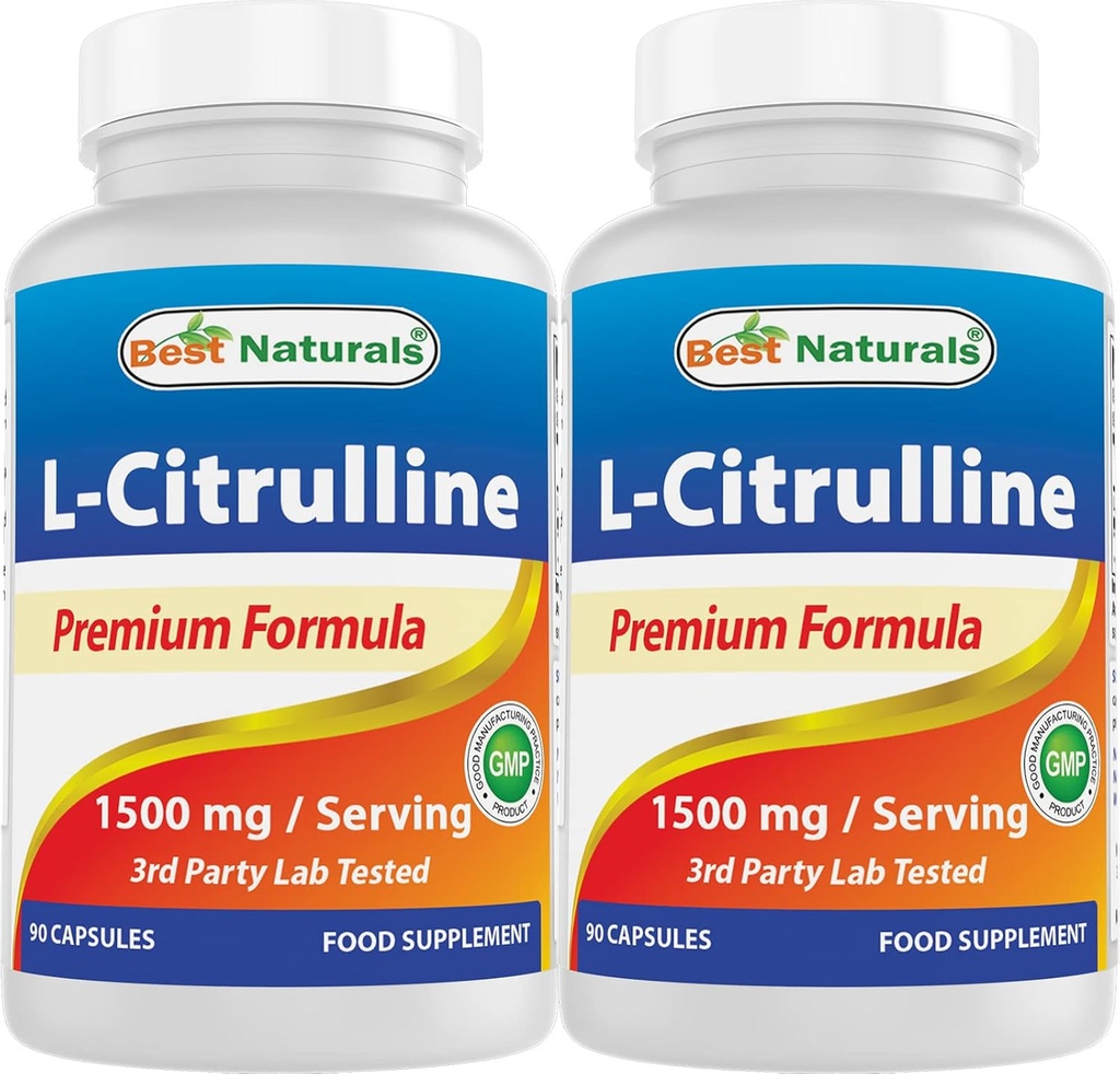 Best Naturals L-Citrulline Capsules - 1500mg/Serving - Non-GMO - Gluten Free - 90 Capsules (90 Count (Pack of 2))