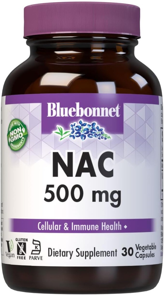 Bluebonnet NAC 500 mg Vitamin Capsules, 30 Count