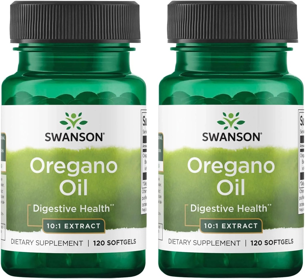 Swanson Oregano Oil 10:1 Extract - Natural Supplement Promoting Digestive Health & Respiratory Support - Supports Gastrointestinal System & Urinary Tract Health - (120 Softgels, 150mg Each) (2 Pack)