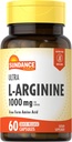 Sundance L-Arginine 1000mg Capsules | 60 Count | Free Form Amino Acid Supplement | Non-GMO and Gluten Free Supplement