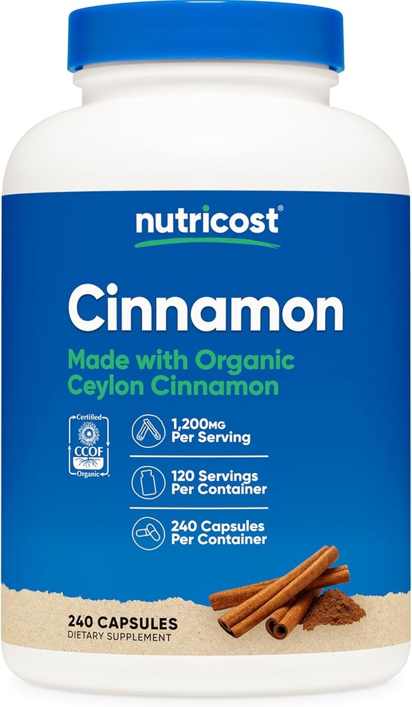 Nutricost Cinnamon Capsules (240 Capsules) 1200mg per Serving - Gluten-Free