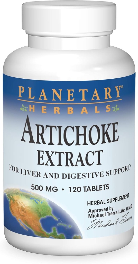 Planetary Herbals Artichoke Extract Tablets, 500 mg, 120 Count