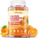Calcium Magnesium Zinc Gummies with Vitamin D3 & K2 - High Absorption Magnesium Glycinate 400mg - Sugar Free Calcium Supplement - Support Nerve Muscle Mood & Immunity - for Adults Men Women Kids