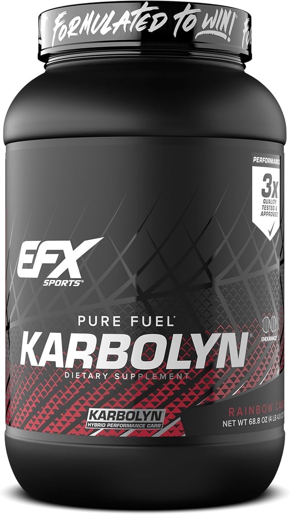 EFX Sports Karbolyn Fuel | Fast-Absorbing Carbohydrate Powder | Carb Load, Sustained Energy, Quick Recovery | Stimulant Free | 35 Servings (Rainbow Candy)