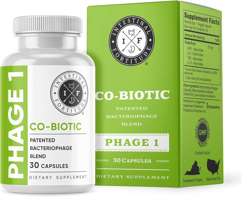 Intestinal Fortitude Phage 1 - Ultimate Gut Health Supplement, Total Restore Intestinal Defense, Patented Bacteriophage Blend for Gut Support, Digestive & Immune System Health, Destroy Bad Bacteria