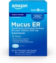 Amazon Basic Care Guaifenesin Extended-Release Bi-Layer Tablets, 600 mg, 12 Hour Expectorant, 60 Count