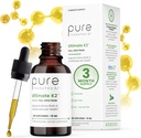 Pure Therapro Rx Ultimate K2 Supplement | Liquid Liposomal Vitamin K2 Drops | 90 Servings | 600mcg Vegan K2 as MK4 & MenaQ7 MK7 | Supports Bone Health, Heart Health, Skin & Hair | 10 mL