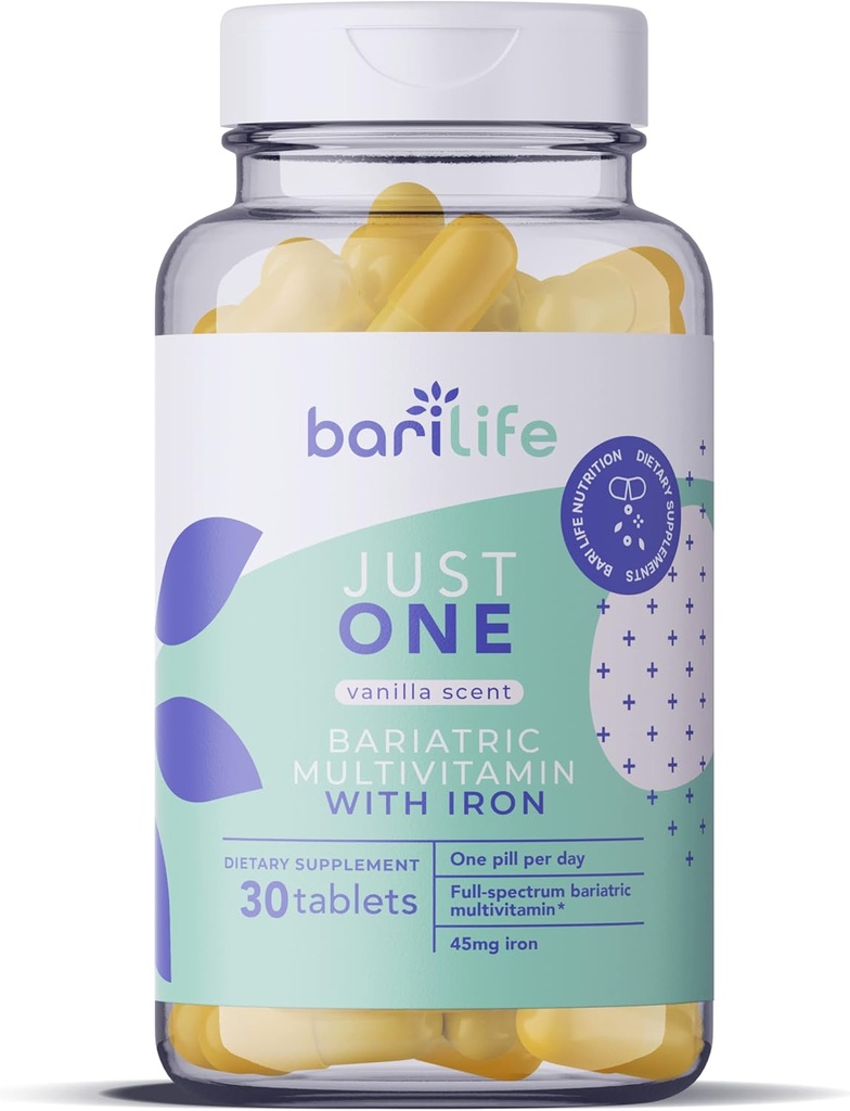 Just One - Once Daily Bariatric Multivitamin with Iron, 90 Count for Gastric Sleeve and Gastric Bypass