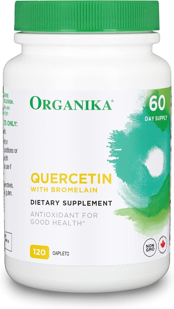 Organika Quercetin with Bromelain Supplement (120 Tablets): High-Absorption Bromelain Quercetin Supplement for Defenses, Seasonal Allergies, Mobility, & Clear Airways