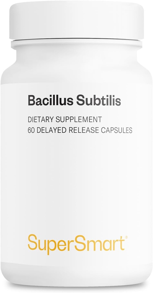 Supersmart - Bacillus Subtilis 3 Billion CFU per Day (High Potency) - Spore Probiotic Supplement | Non-GMO & Gluten Free - 60 DR Capsules