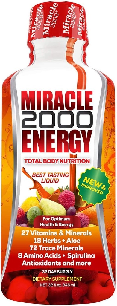 Century Systems - Miracle 2000, Complete Liquid Multivitamin and Mineral Supplement with Amino Acids and Antioxidants, 32 Ounces