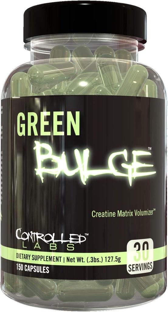 CONTROLLED LABS Green Bulge Supplement, 30 Serv Advanced Creatine Matrix Volumizer, Improve Strength, Stamina, Performance, & Muscle Recovery, Caffeine & Stimulant Free