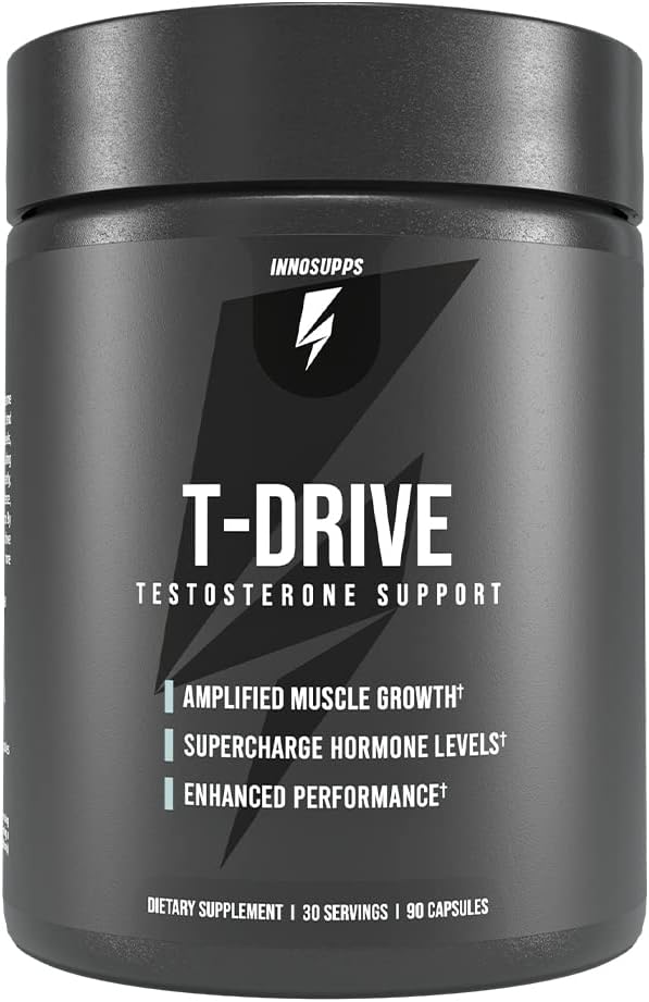InnoSupps : T-Drive | Testosterone Booster | Amplify Muscle Growth | KSM-66 Ashwagandha, Boron, Fenugreek | 90 Capsules