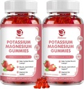 Magnesium Potassium Supplement Gummies - New Formula Calm Magnesium Glycinate Gummies & Potassium Citrate 200 mg Plus Omega 3, B6, D3, K2 & Calcium for Zzz, Leg Cramps & Muscle - 120 Count