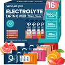 Venture Pal High Sodium Sugar Free Electrolytes Powder Packet - Hydration Packets with Vitamin, Sodium & Potassium | Zero Calories | Vegan, Keto & Paleo Friendly Electrolyte Drink Mix - 16 Sticks