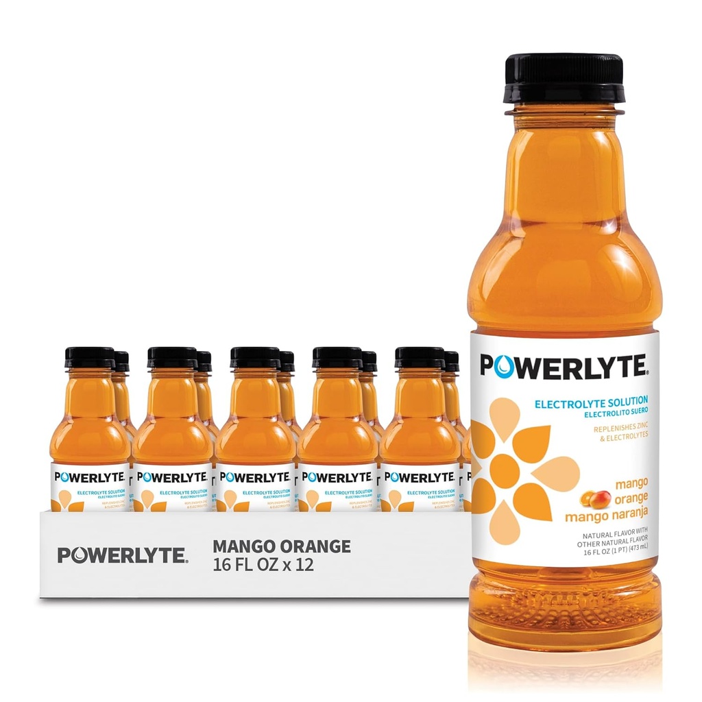 Sport Hydration Electrolyte Solution Drink for Rehydration | Mango Orange | 16 Fl Oz | 12-Pack