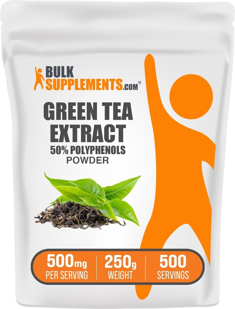 BulkSupplements.comgreen Tea Extract Powder - 50% Polyphenols Supplement, EGCG Supplements - Gluten Free, 500mg per Serving, 250g (8.8 oz) (Pack of 1)