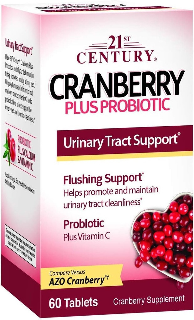 21st Century Cranberry plus Probiotic - 60 Tablets, Pack of 3