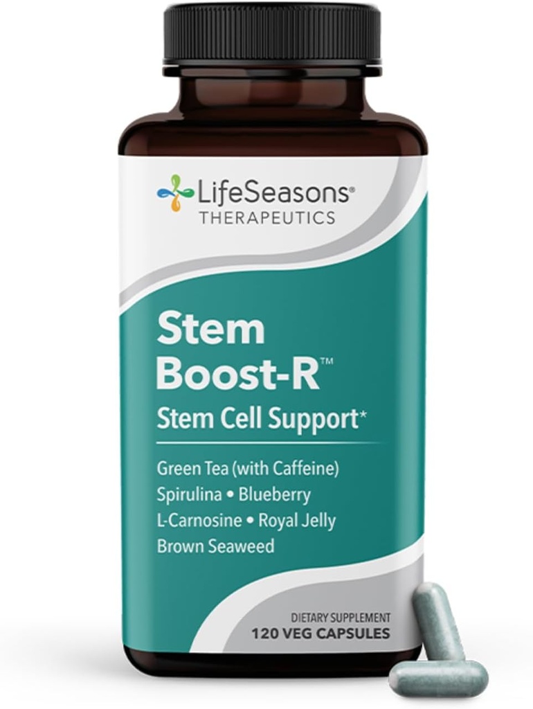 LifeSeasons Stem Boost-R - Stem Cell Support - Naturally Repair Damaged Tissue - Vitamin Supplement Rich in Antioxidants - Royal Jelly, Spirulina, Blueberry, Brown Seaweed & L-Carnosine - 120 Capsules