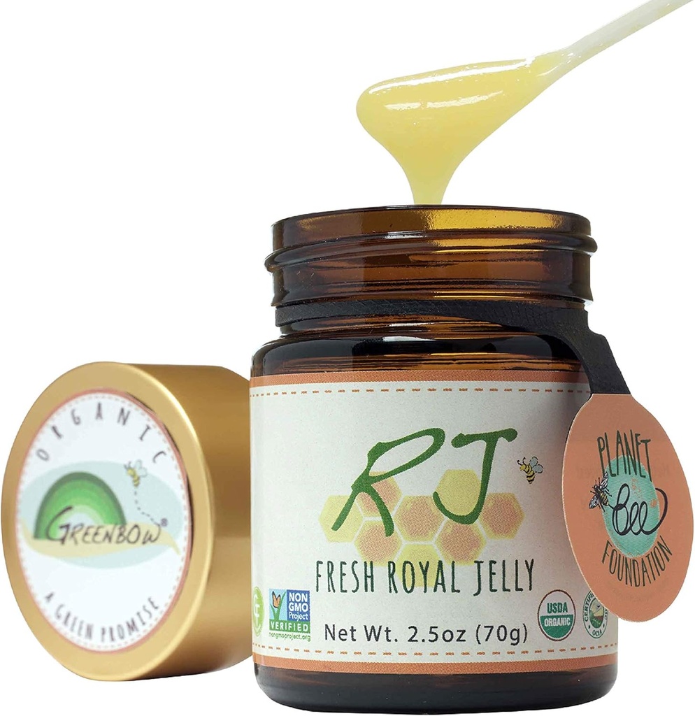 Greenbow Organic Fresh Royal Jelly - 100% USDA Certified Organic, Non-GMO, Halal, Pure, Gluten Free - One of The Most Nutrition Packed - (70g)