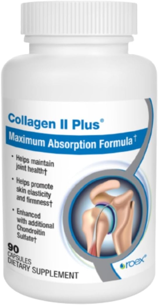 Roex Vitamins | Collagen II Plus | Vegetable Capsules | Organic | Joint Health | Anti-Aging | 90 Count