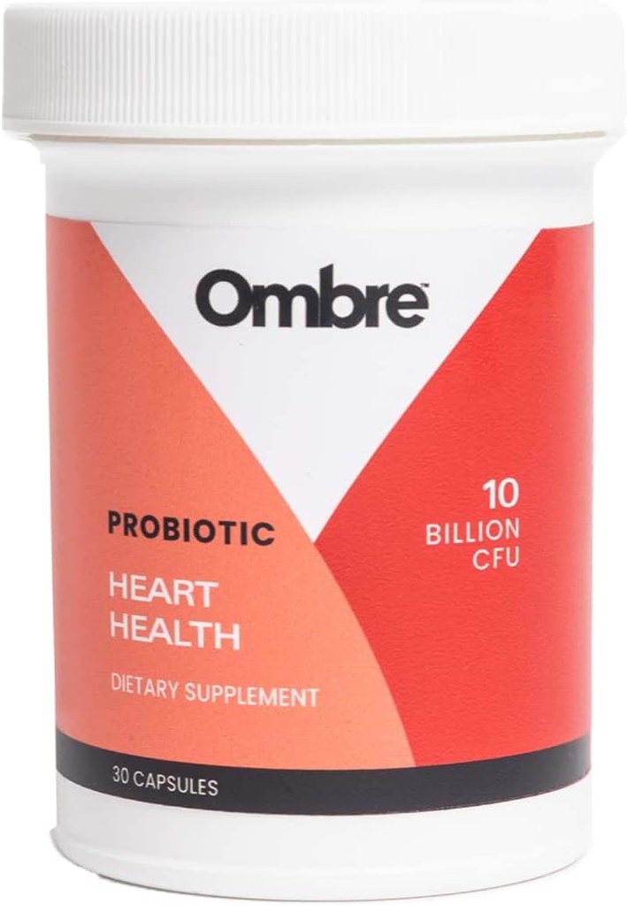 Ombre Heart Probiotic Capsules, 10 Billion CFU, Shelf-Stable, 30 Servings