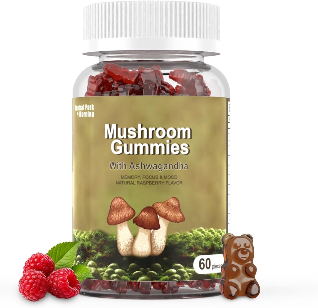 Mushroom Gummies 10 Blend - Mushroom with Lions Mane, Chaga, Reishi, Cordyceps 2500mg, Brain Supplements for Memory and Focus