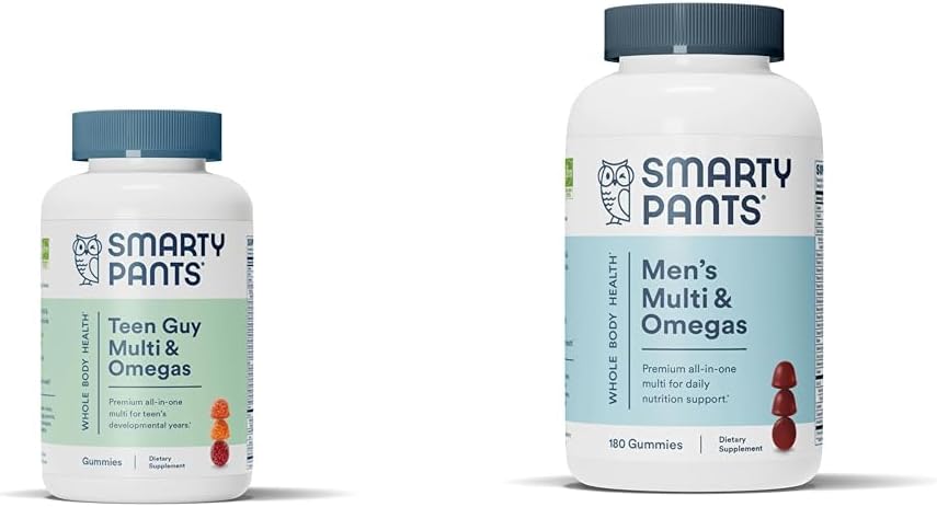 SmartyPants Teen Guy Multivitamin Gummies: Omega 3 Fish Oil (EPA/DHA) & Multivitamin for Men