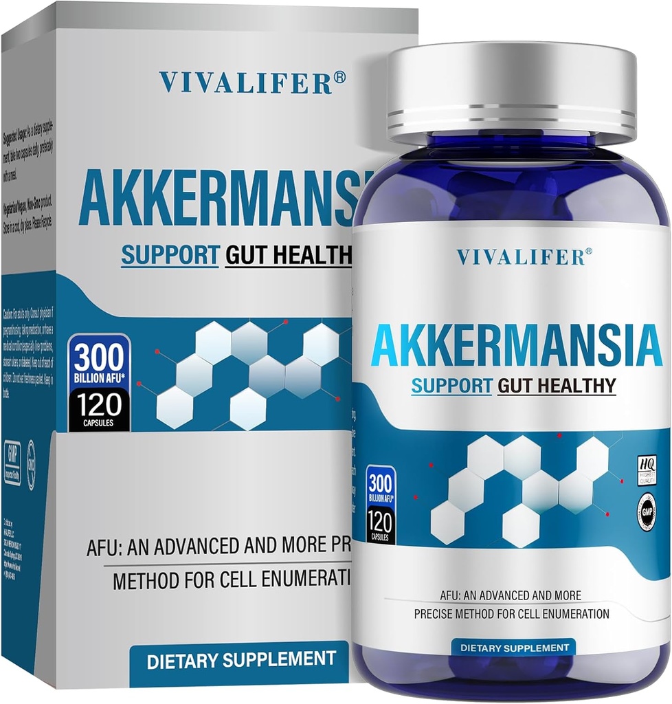 300 Billion AFU Akkermansia Probiotic Supplement - 120 Capsules 2 Month Supply Supports Digestive, Immune & Overall Health - Increases GLP-1 Production - for Men & Women