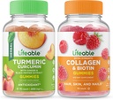 Lifeable Turmeric Curcumin + Collagen & Biotin, Gummies Bundle - Great Tasting, Vitamin Supplement, Gluten Free, GMO Free, Chewable Gummy