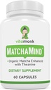 VitaMonk Matcha Capsules with Theanine & Theobromine - Matcha Pills from Japan with 25mg Natural Caffeine - for Smooth Energy and Focus Without The Jitters - 60 ct