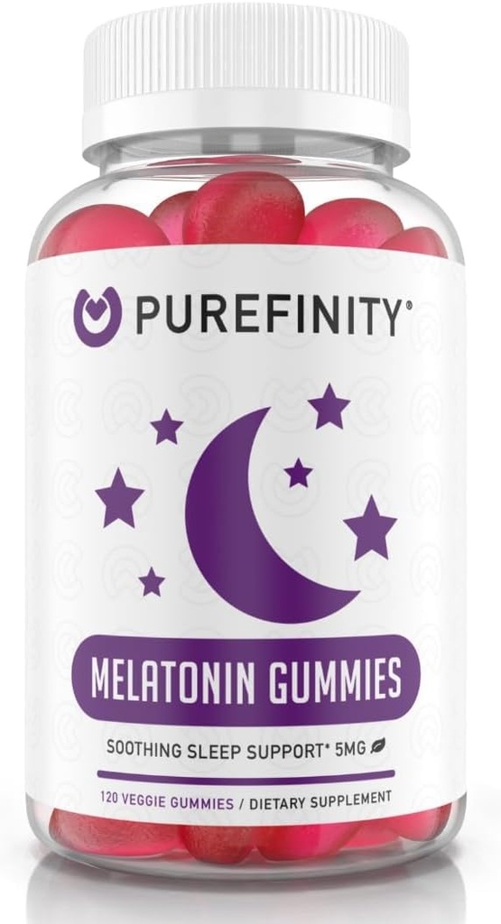 PUREFINITY Melatonin Gummies 5mg for Kids – Each Delicious Gummy is 2.5mg (2 Per Serving) for Easily Customizing Your Night, Gluten Free, Non-GMO, Vegan, 120 Count