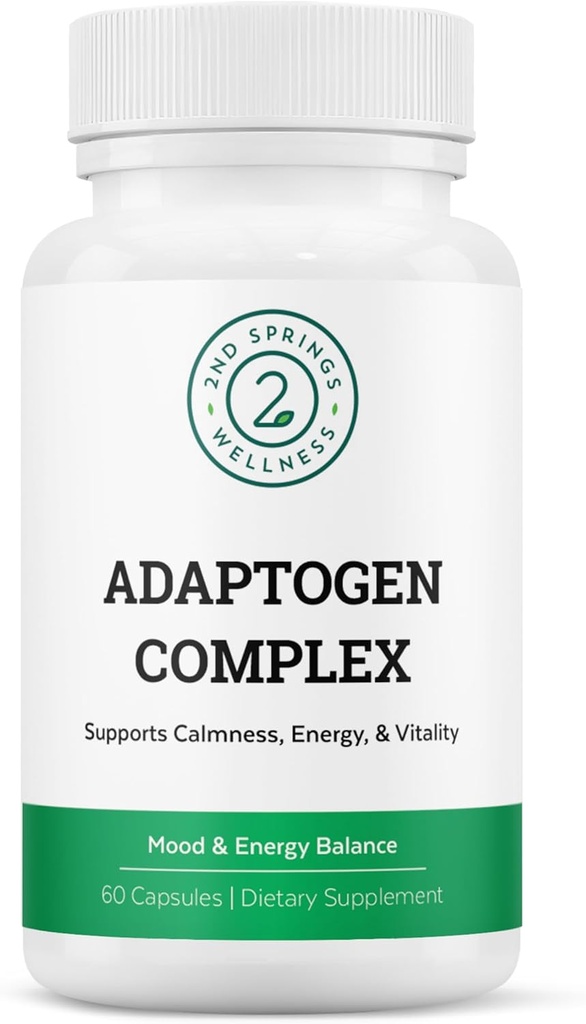 Adaptogen Complex Calmness, Energy and Vitality Booster - Ashwagandha, Schisandra, Astragalus, Ginseng, Rhodiola, and More - Promotes Balance, Focus, and Overall Well-Being - 60 Ct