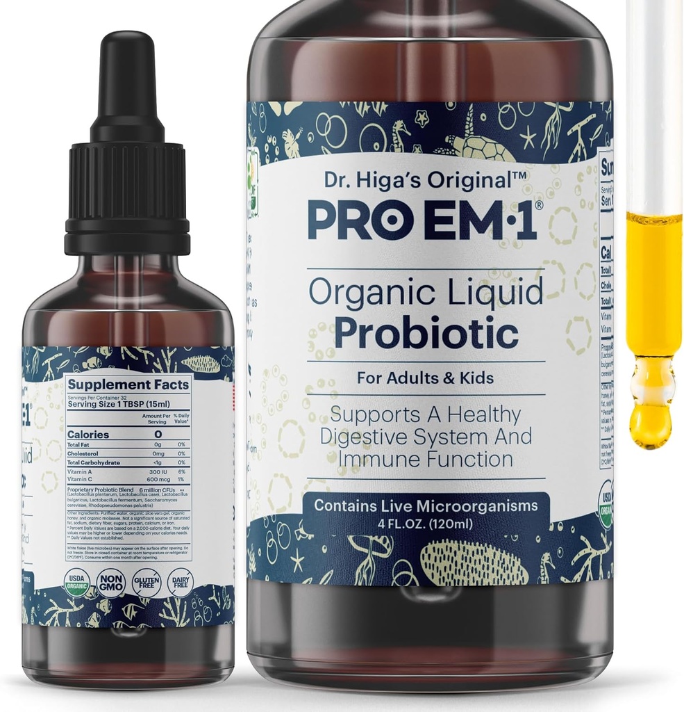 TeraGanix Organic Liquid Probiotic, Gut Health Supplement, Dr. Formulated for Adults & Kids, Improves Immune Function, Digestion & Nutrient Absorption, 6 Mil CFU/ml ﻿(4 fl oz)﻿