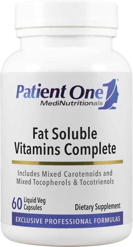 Patient One Fat Soluble Vitamins Complete | Supplement to Support Whole-Body Wellness* | with Vitamins A, D, E, K, Carotenoids and More | 60 Capsules
