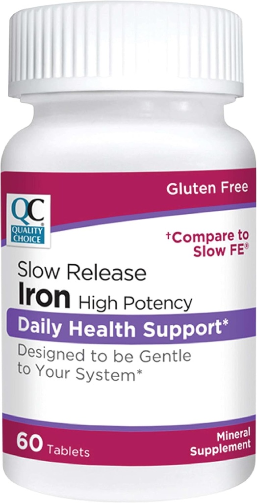 Quality Choice Iron High Potency Slow Release Tablets, 45mg, 60 Tabets Each (Pack of 7)