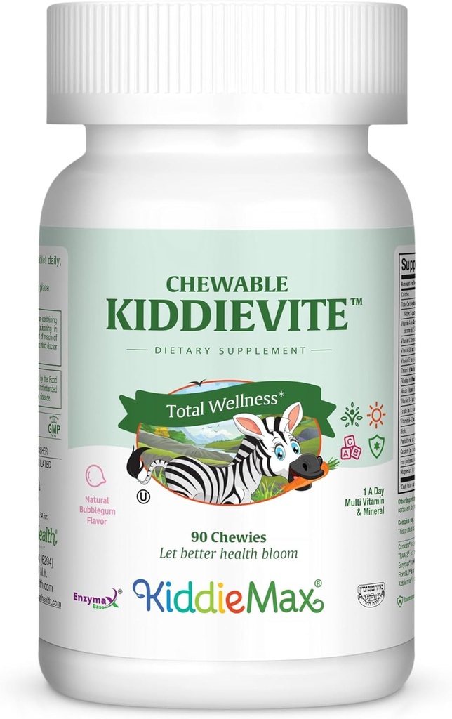 Kids Chewable Multivitamin – Kids Vitamins & Multivitamin with Vitamin C, A, E 3, D3, Calcium B12, B-1, Iron, Zinc Dietary Supplement - Digestive Support - for Children Bubble Gum 90 Chewable Tablets