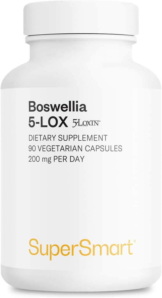 Supersmart - 5-Loxin 200mg per Day (Patented) - AKBA Supplement - 5-Loxin Boswellia Serrata Extract | Non-GMO & Gluten Free - 90 Vegetarian Capsules