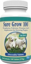 PetAg Sure Grow 100 - Promotes Optimal Bone Development in Puppies Eight Weeks and Older - with Calcium, Phosphorus, and Vitamins A & D - 100 Chewable Tablets