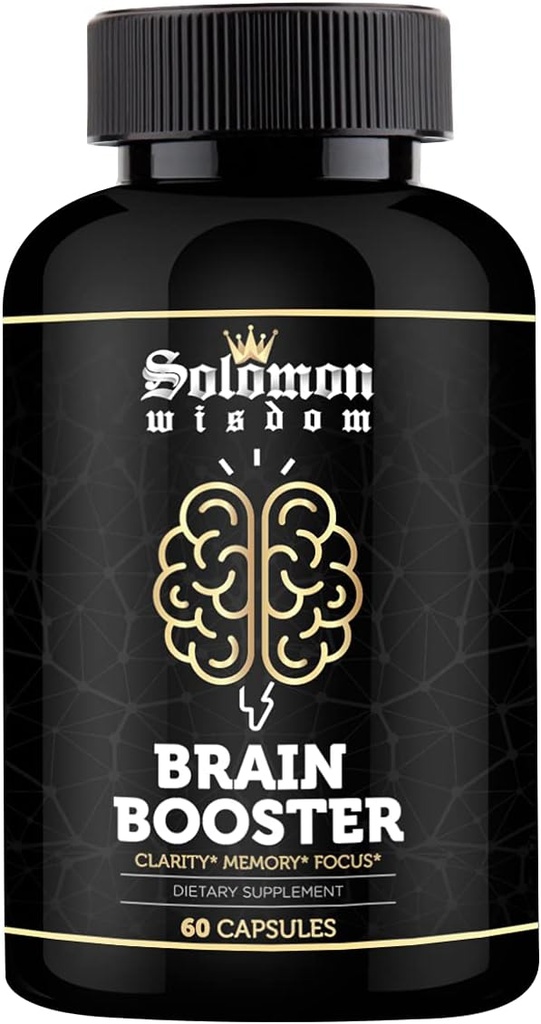SOLOMON WISDOM Brain Booster – Nootropic Dietary Supplement for Memory Boost – 60 All-Natural Capsules to Enhance Focus & Improve Concentration & Clarity