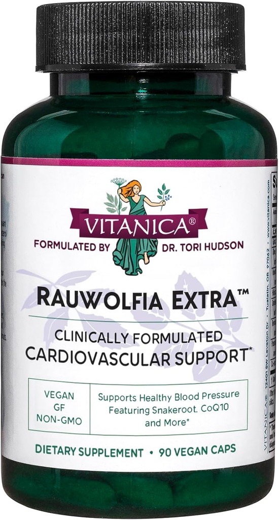 Vitanica Rauwolfia Extra - Heart Health Supplement - Supports Blood Pressure Already Within a Healthy Range - Supplement with Magnesium, CoQ10 & Snakeroot - 90 Vegan Caps