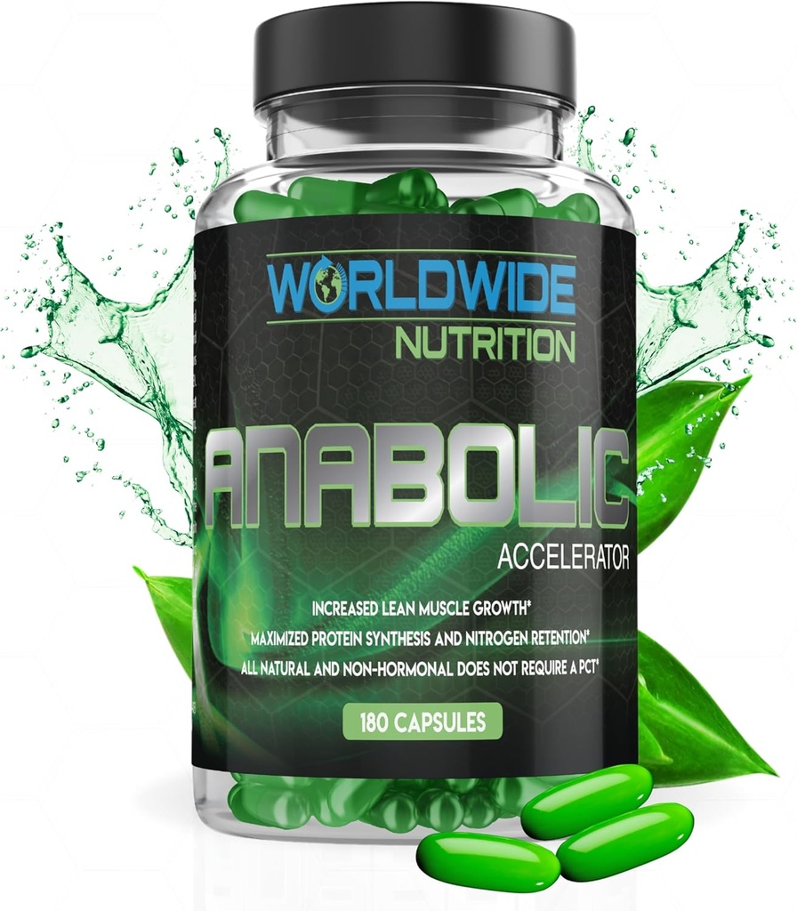 Worldwide Nutrition Anabolic Accelerator – Daily Supplement for Men – 180 Capsules – Supports Energy, Workout Recovery & Muscle Health
