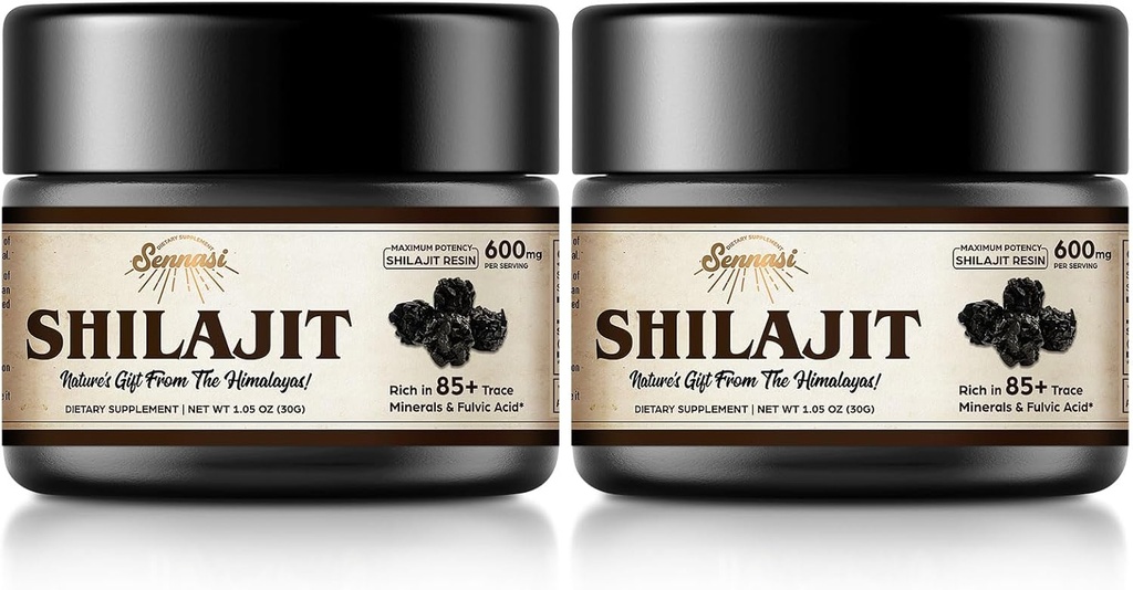 Shilajit Pure Himalayan Organic Shilajit Resin - 600mg Maximum Potency Natural Organic Shilajit Resin with 85+ Trace Minerals & Fulvic Acid for Energy, Immune Support, 30 Grams (2 Pack)