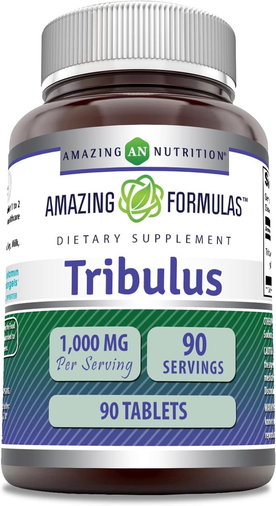 Amazing Formulas Tribulus Extract 1000 Mg Supplement | Tablets | Non-GMO | Gluten-Free | Made in USA (1 Pack | 90 Count)