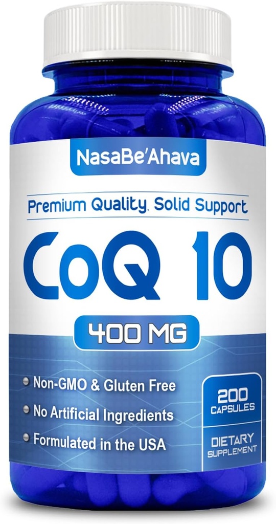 CoQ10 400mg Capsules | Vegan Friendly Coenzyme Q10 400mg per Serving from Easy Absorption Ubiquinone Supplement for Skin Heart and Energy Support | Made in the USA in cGMP Facilities (100 Servings)
