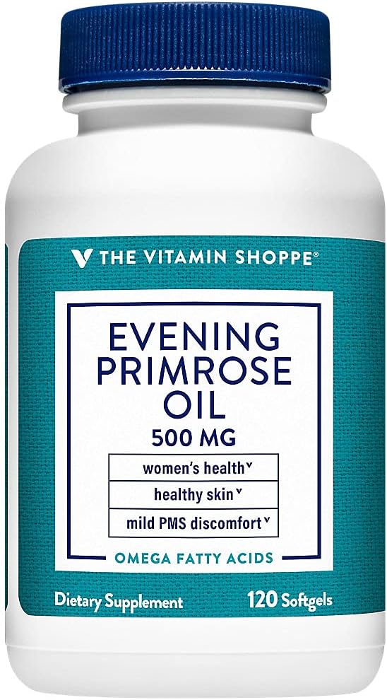 The Vitamin Shoppe Evening Primrose Oil 500MG, Natural Source of GLA (Gammia Linolenic Acid), Supplement for Women's Health & Hormonal Balance (120 Softgels)