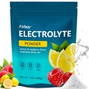 Airboy Electrolytes Powder No Sugar, Keto Electrolyte Mix, 1000 mg of Potassium, Low Sodium, Lemon Raspberry Flavor Hydration Drink Supplement for Dehydration Relief and Rehydration, 32Servings