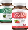 Super Greens & Hawthorn Extract (1-Month Supply) Greens & Hawthorn Bundle of Organic Super Greens Powder - Complete Superfood & Hawthorn Berry 4:1 Extract - High Strength Extract (60 Capsules)